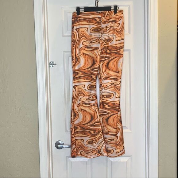 Nasty Gal Recycled Marble Print Flare Pants Size 10 - Picture 4 of 12